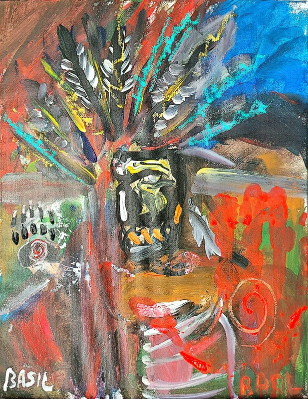 Warrior Red Road Unique Abstract Expressionism Wall Art Canvas Board 11×14
