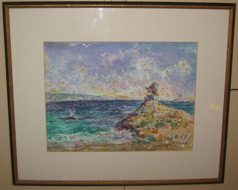Vintage BOB GASOI ‘PILGRIM HEAD Monument PROVINCETOWN’ Cape Cod PAINTING -Listed