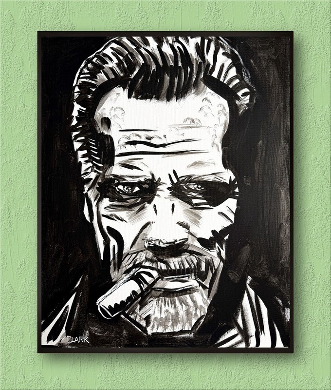 Unique Arnold Schwarzenegger Noir Style Portrait Acrylic Painting 20×16″ Canvas