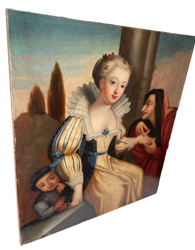 18th CENTURY OLD MASTER PAINTING PORTRAIT of THE FORTUNE TELLER MASTERPIECE Oil gallery