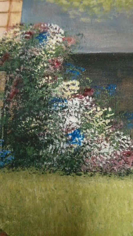 Original Acrylic Painting on Canvas, House, Garden, Summer, 11.5x15.5" gallery