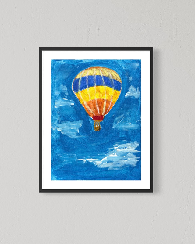 ORIGINAL Art Hot Air Balloon 8×10 Canvas Abstract Colorful Kids Wall Art