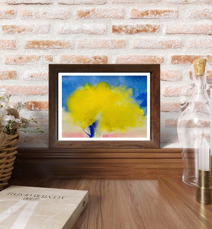 Original watercolor painting «Mimosa L» 15×10 cm. By I. Tarasova