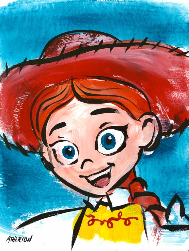 Atherton 9x12 Original Pop Art Toy Story Character Painting "Jessie Cowgirl" gallery