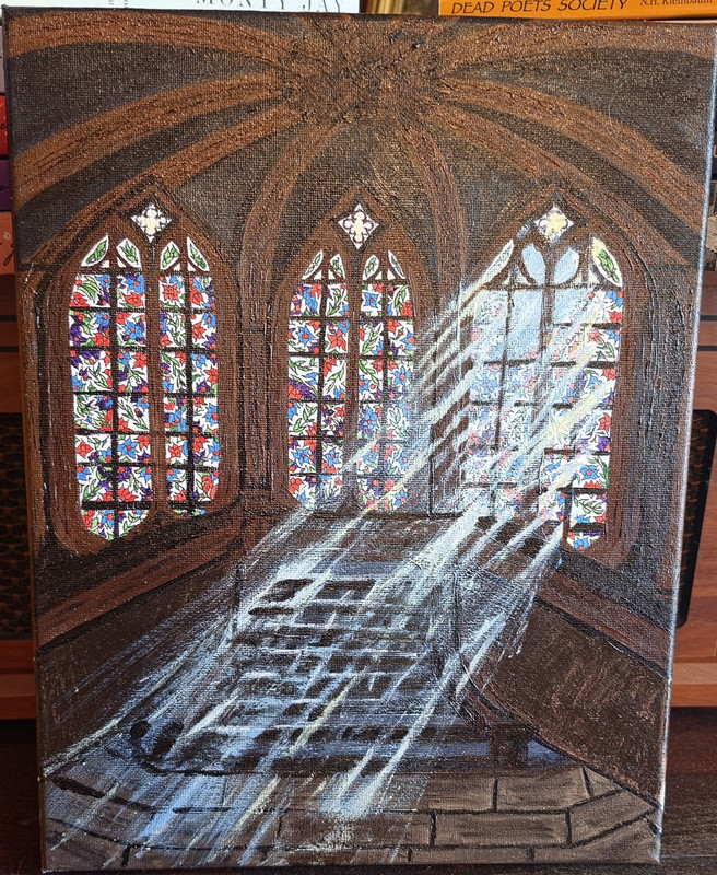Acryllic Painting Original Canvas, «Cathedral Stained Glass Windows»
