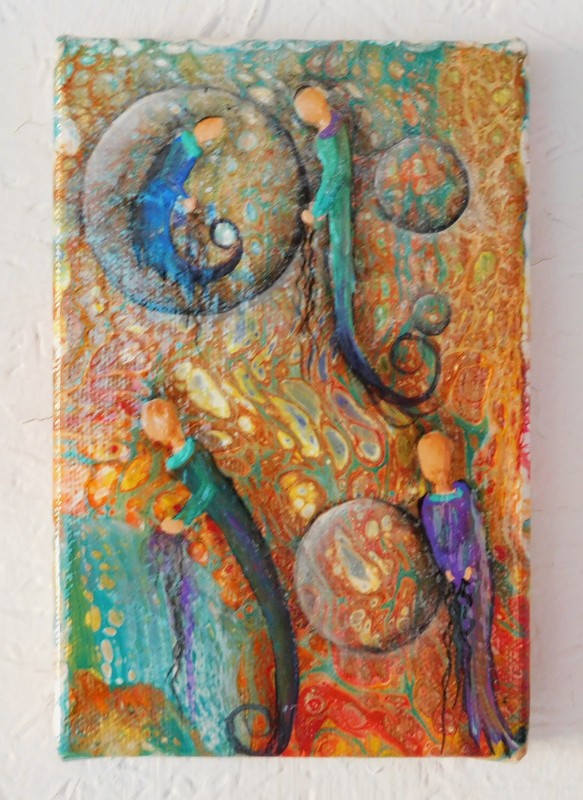 Souls Heavenly Realm Abstract enhanced Pour Painting Original Art by Rain Crow gallery