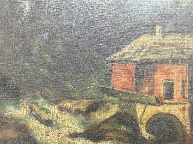 Oil Painting Mountain Stream Mill Gründerzeit Biedermeier Frame Antique Um 1880 gallery