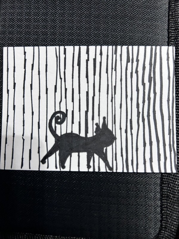 1Original Outsider Brut Marker art card ACEO dorisann1022 Cartoon Black Cat