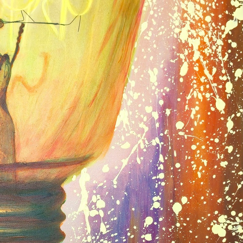 BACKLIT CANVAS, ORIGINAL Acrylic Painting- ENLIGHTENMENT- 17.5" X 25.5" Modern gallery