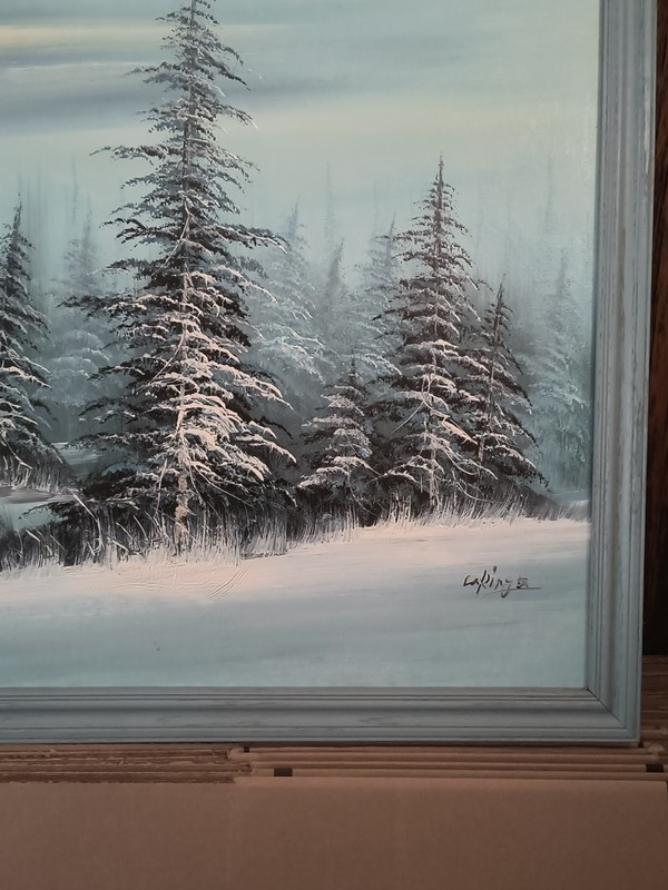 Oil on canvas Winter Scene Signed gallery