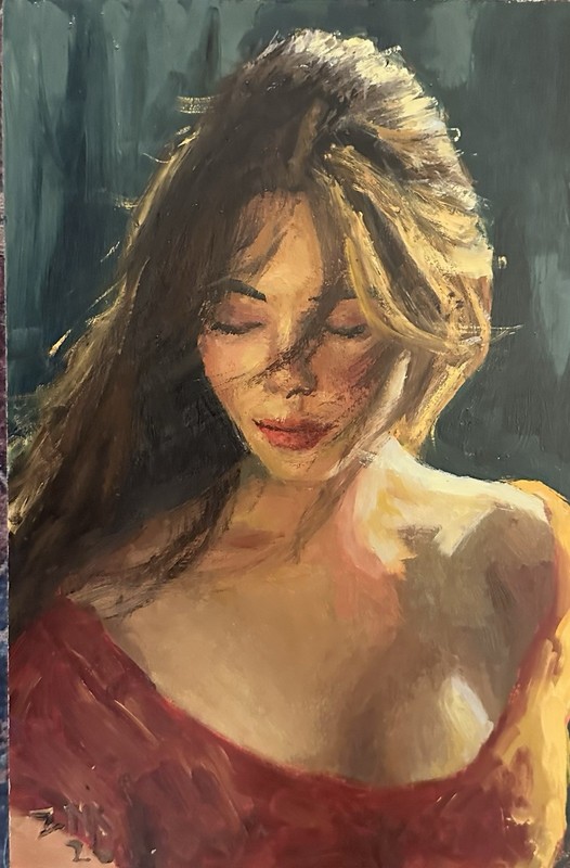 Original Impressionist Oil Painting – Woman Dramatic Lighting- Ready to Hang