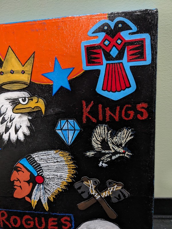 'Kings, Rogues, Tricksters" Collage Painting Original Outsider Folk Art 24"X12" gallery