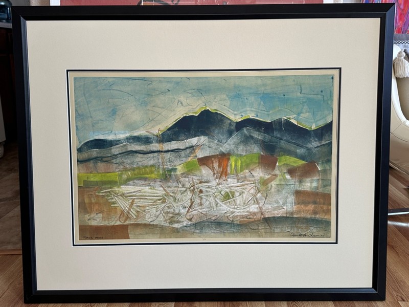 RONALD A CHEE NAVAJO/DINEH ARTIST MIXED MEDIA 1/1 «TAOS RUN» FRAMED 32″ X 40″