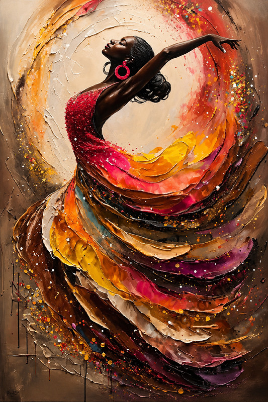 Original Hand Painted Dancing Woman Canvas Art Abstract Flamenco Wall Decor 16×2
