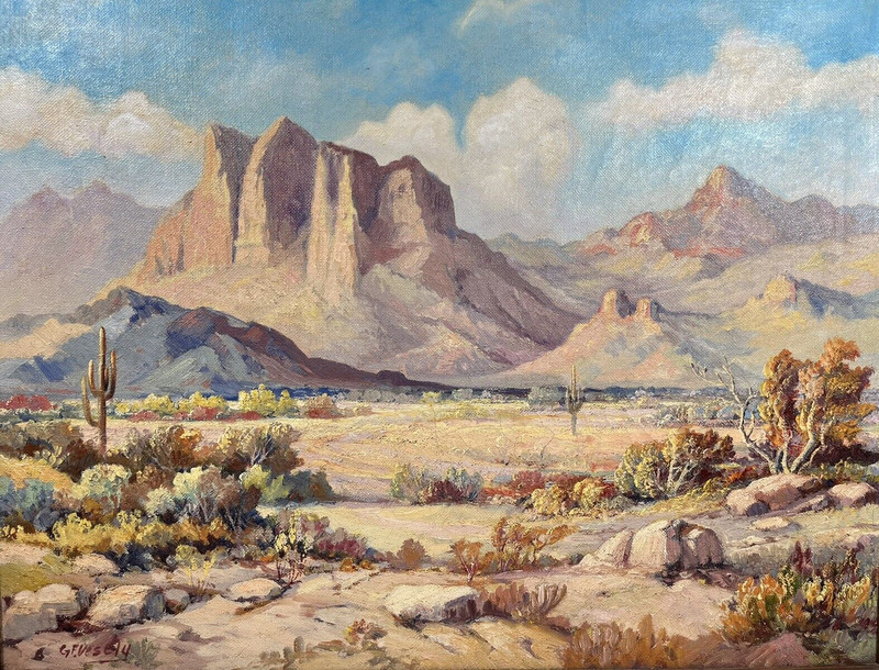 GODFREY VESELY PLEIN AIR IMPRESSIONIST ARIZONA DESERT LANDSCAPE OIL PAINTING gallery