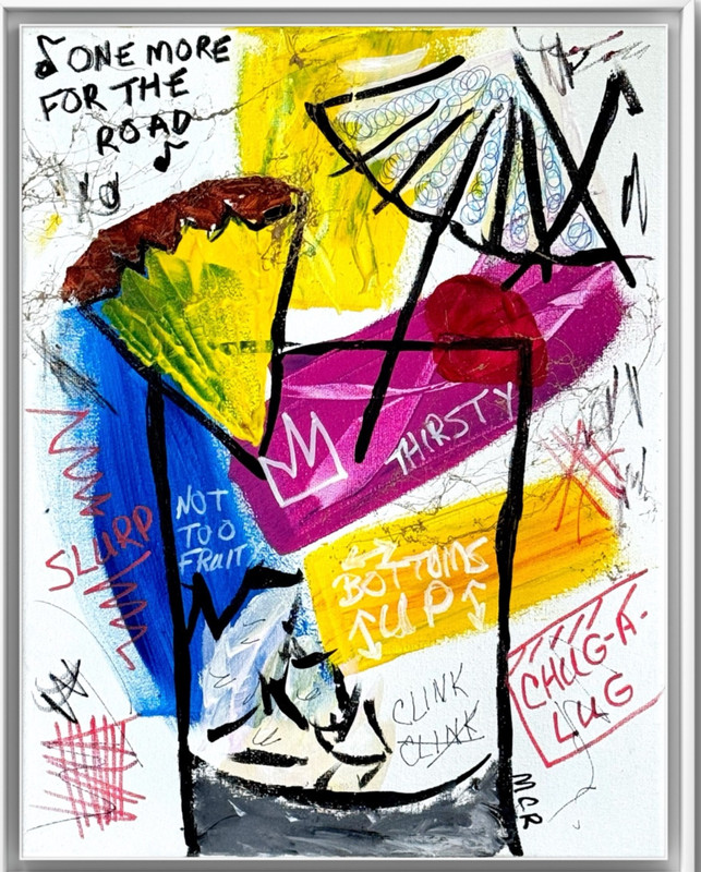 Original 11x14 Mixed Tropical Graffiti Summer Drink Cocktail Neo Expressionism gallery