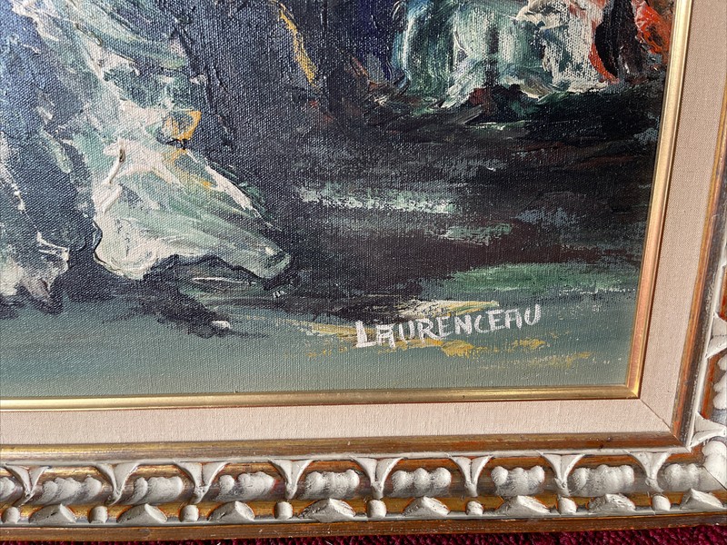 Important Early Lyonel Laurenceau Oil On Canvas Haitian Creole Art 41” X 29” Fr gallery