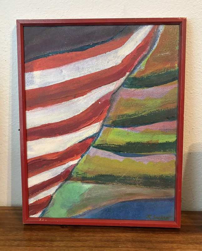 JANICE R SACHSE Vintage OIl on Panel Abstract Painting Assemblage