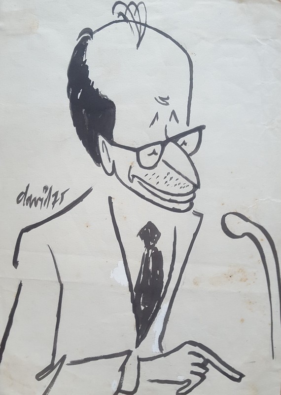 Caricature by Juan David. Raul Roa, 1975. Ink on paper. gallery