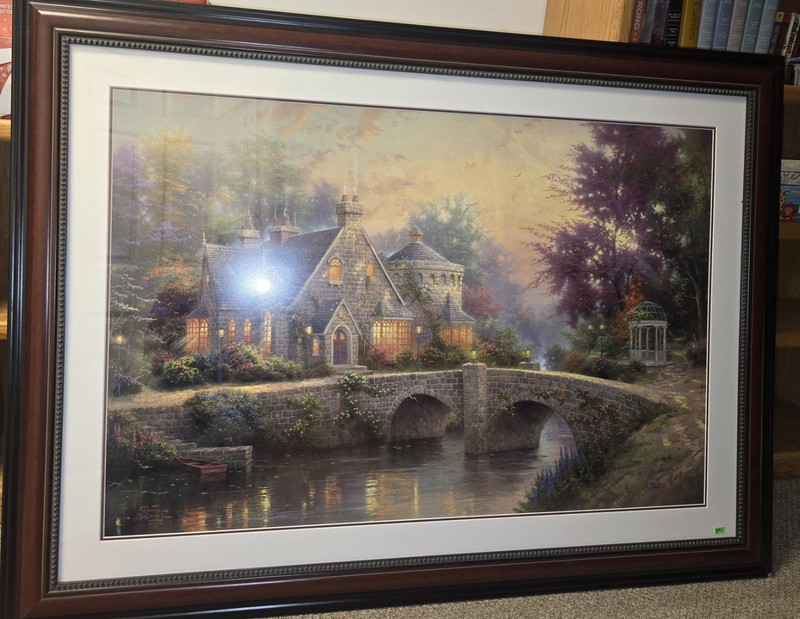 Thomas Kinkade Signed Documented 28″X42″ 39×53 Lamplight Manor COA 934/1700