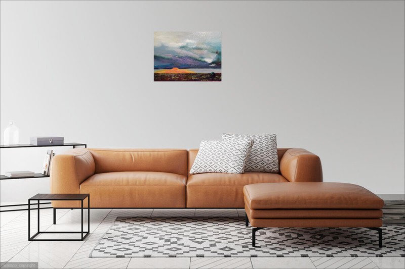 ORIGINAL ART LANDSCAPE PAINTING SUNSET SMITH MTN LAKE SW VA USA BY SUE FURROW gallery