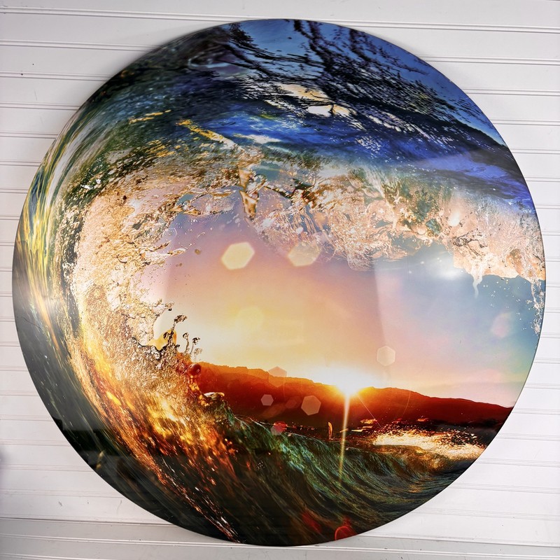 Ocean Wave Sunset Circular Metal Wall Art 38" Vibrant Coastal Seascape Decor gallery
