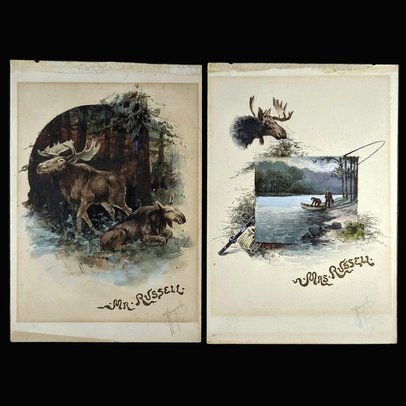 Antique Tiffany & Co Hand Signed Custom Stationery Original Watercolor Paintings