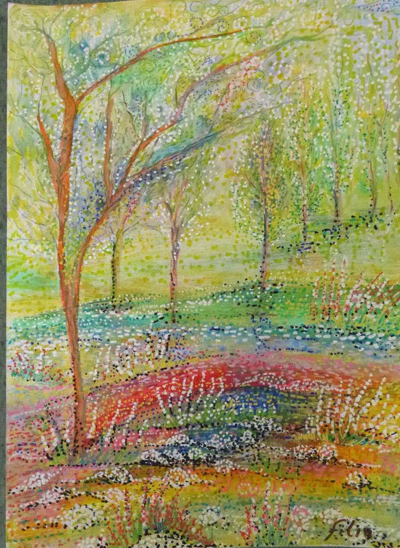 PAINTING 13.5 X 19.5 IN WATER COLOR+ PENCILS BY RIVKA FILIIN INSPIRATIONAL