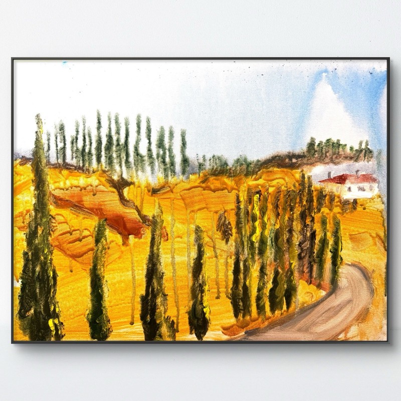 Original Expressionist Art 12×16 Landscape Signed Acrylic Vibrant Home Decor 434
