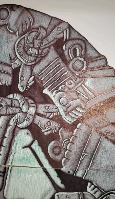 MAYAN ARTWORK-COYOLXAUHQUI -PRISON MADE, 4 SECTIONS, OWNER FRAME PREFERENCE. gallery