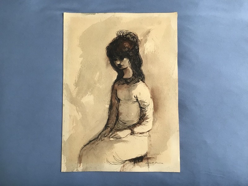 Original Signed Robert Fabe Painting/Drawling (Local Pickup Only)