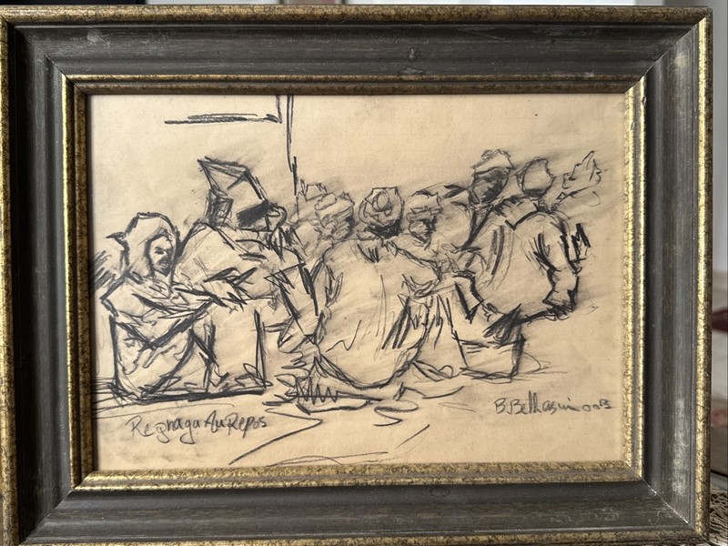 Charcoal Drawing On Smooth Panel , Signed Dated ,rare , Original ,