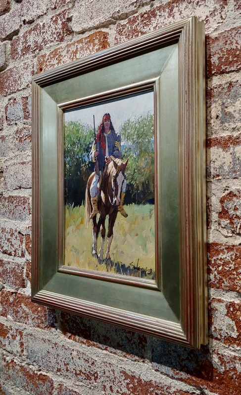Nathan Solano -Native American Indian Cavalry Scout on Horse-Oil painting gallery
