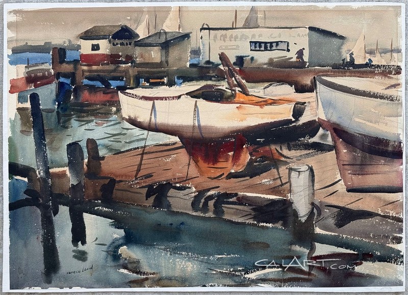 1950s Harbor Docks painting MAURICE LOGAN SOCIETY OF SIX CaLiFoRnia Regionalist gallery