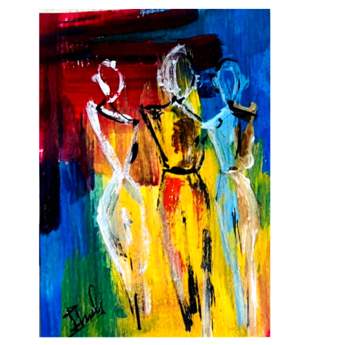ACEO Art Card NUDE Women body Painting Mini OOAK Signed FIGURE Acrylic SMALL New