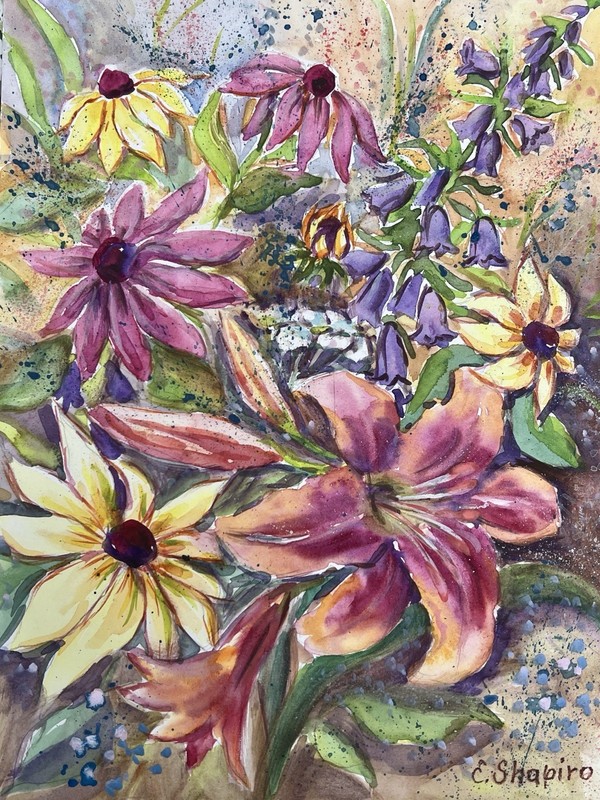 Original Watercolor Painting Summer Flowers Wall Art 9×12 Floral Wall Decor