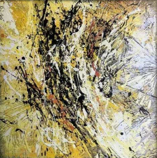 Original Yellow Painting Gold Abstract Small Art Office Painting 27.55×27.55″