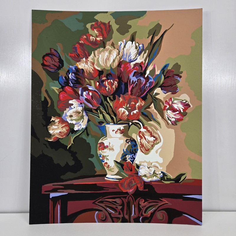 Tulips On Parade Finished Acrylic Painting Paint By Number 16×20 Still Life