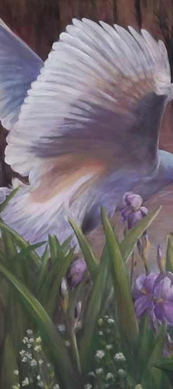 Original Expressive 24 x 36 Egret In Flight Acrylic Canvas Art Painting gallery