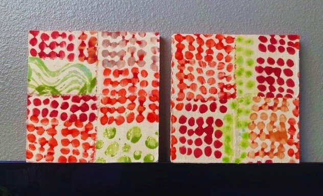 Original Colorful Abstract 8×8 Acrylic on Wood, Cherry Pie, Holly Hammond