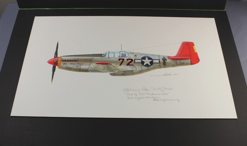 ORIGINAL artwork – signed WW2 Tuskegee Mustang ace Buddy Archer – Afro American