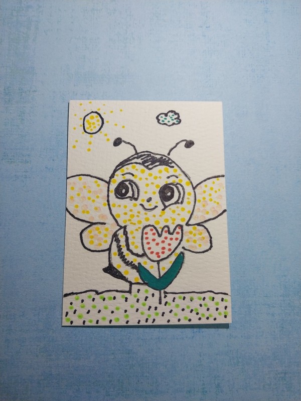 Bumblebee Impressionism Original Painting Home Decor 3.5x2.5 Hand Painted Bee 🐝 gallery