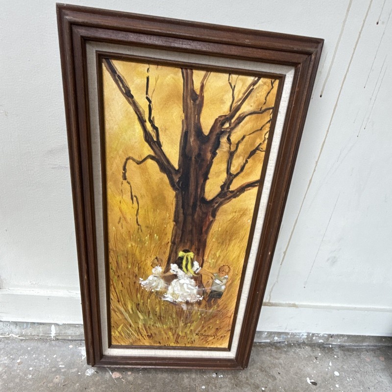 McDonough Signed Framed Impressionist Painting Children Under Tree, Medium gallery
