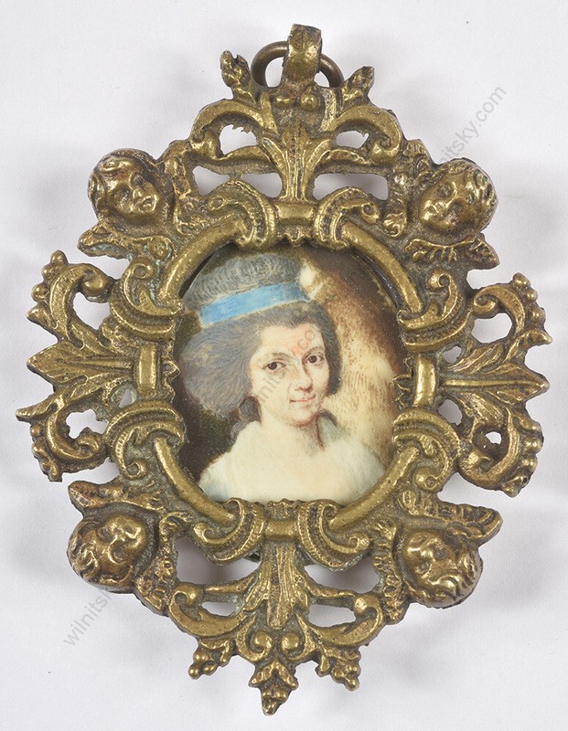 «Portrait of an aristocratic woman», fine French miniature, 1780s