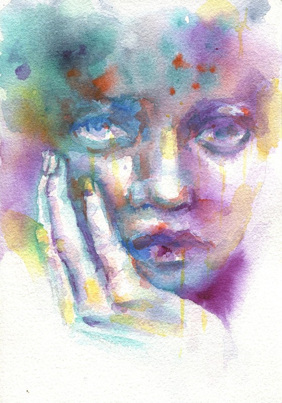 5×7 in. Original Watercolor portrait painting signed by SantaMorenoWatercolors