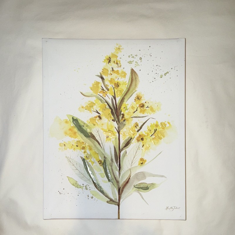Kelley Talent Signed Watercolor Floral Botanical Canvas Painting 11×14 Unframed