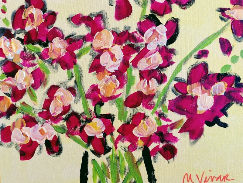 MONA VIVAR Original 11×14 Original Floral Expressionism Acrylic Painting
