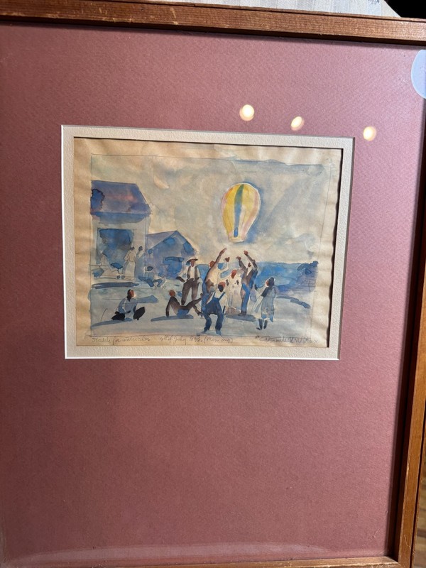 David Urquhart Wilcox Attributed 4th July 1896 Memory Watercolor Sketch Framed gallery