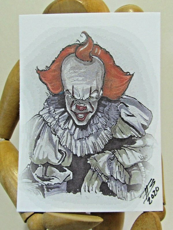 PENNYWISE ACEO Print Card Artist Phil Born Marker Sketch artwork IT Chapter 2
