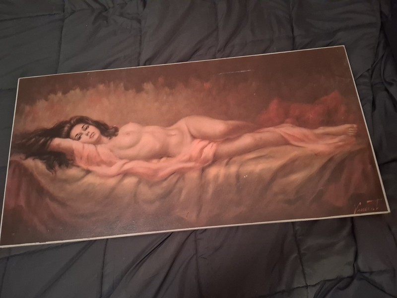Vincent Garrison naked lady oil painting Signed by artist 39 3/4 × 19 3/4